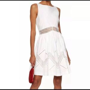 Rebecca Minkoff Tess Eyelet Open Crochet Dress 4 Laser Cute Fit & Flare Party